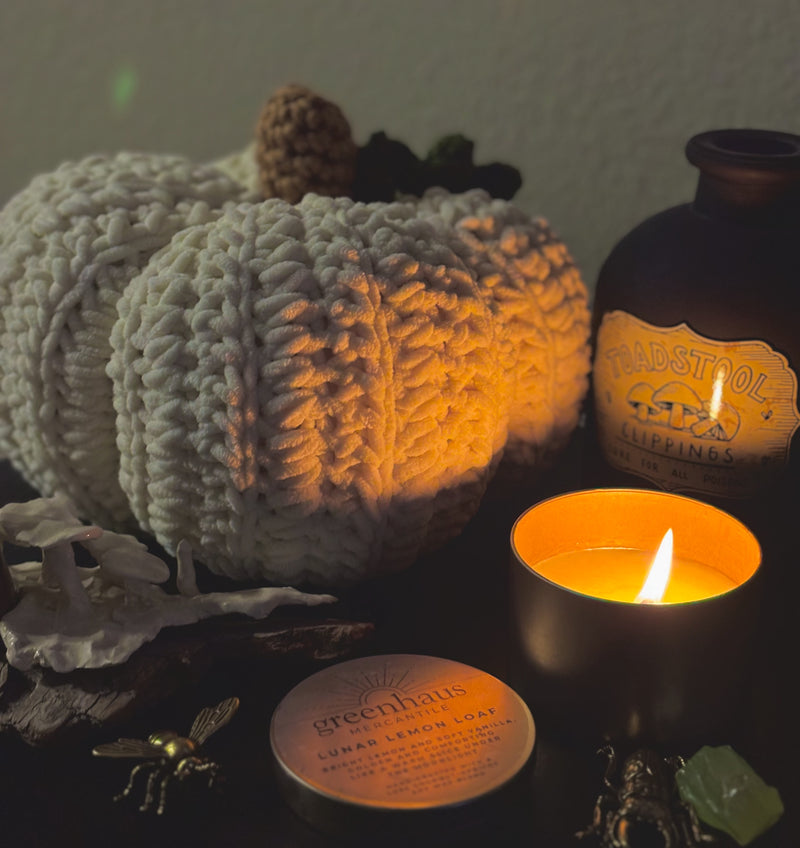 natural crochet pumpkin pillow