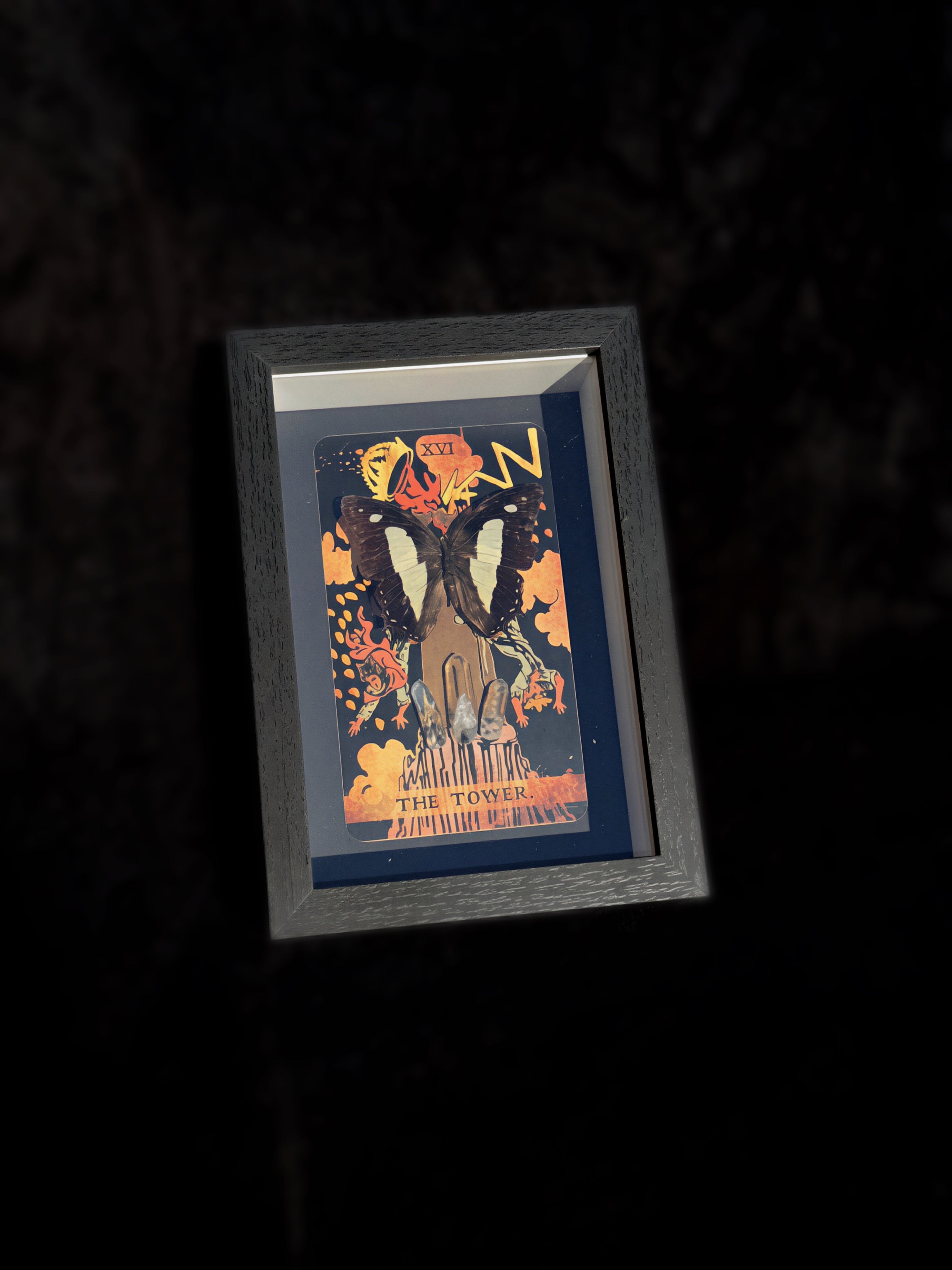 common nawab butterfly “the tower” tarot collection w/ clear quartz