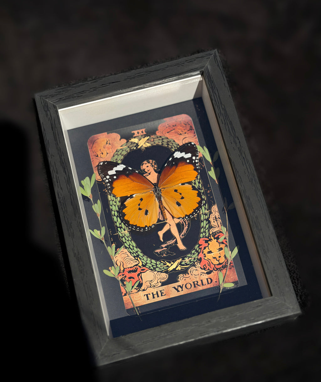 african monarch “the world” tarot collection w/ pressed florals