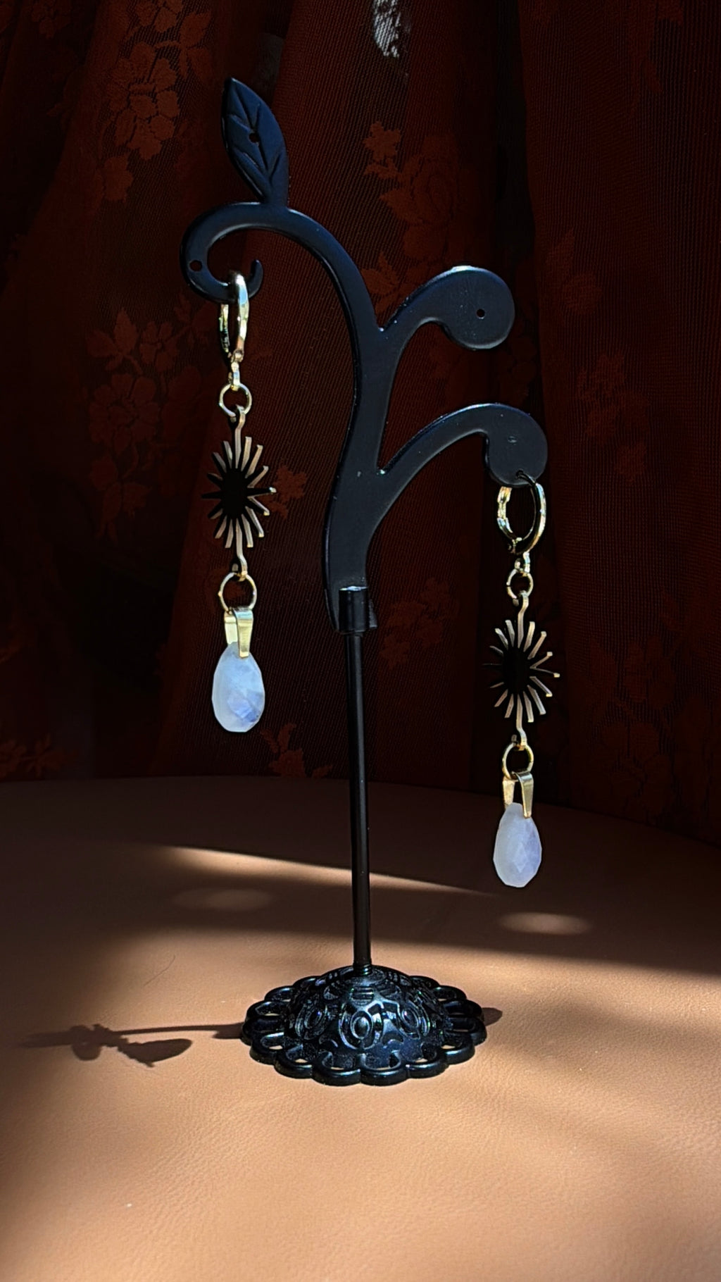 sunflare briolette moonstone earrings - gold