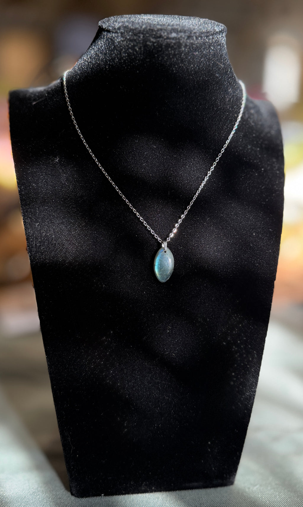 labradorite necklace - silver cable chain