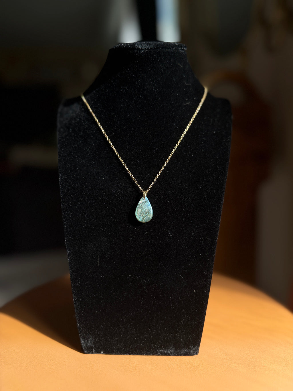 labradorite necklace - gold cable chain