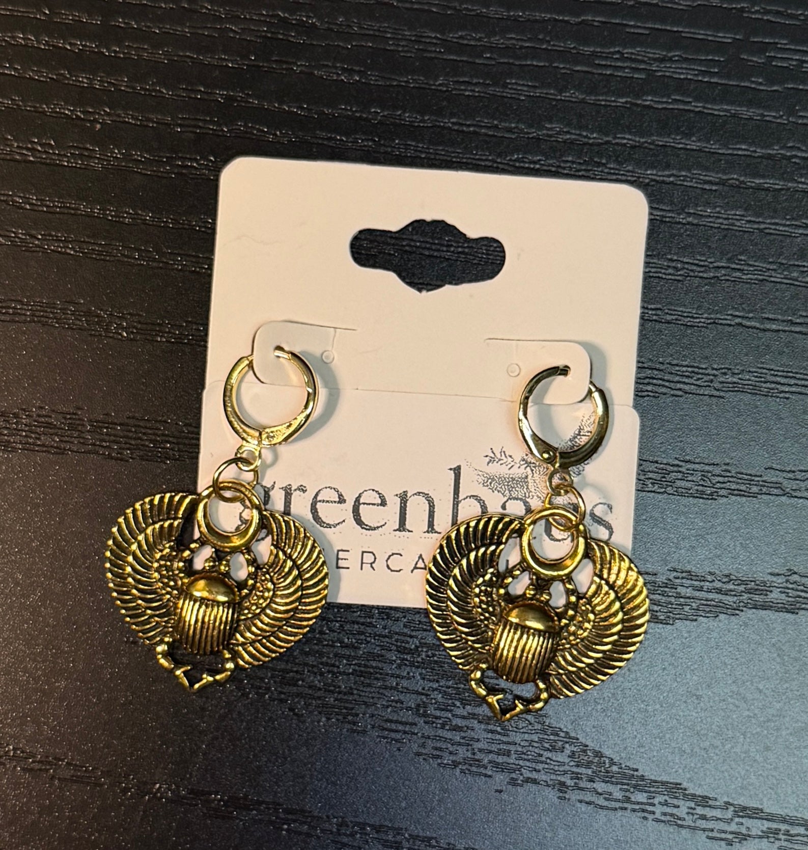 scarab hoop earrings - gold