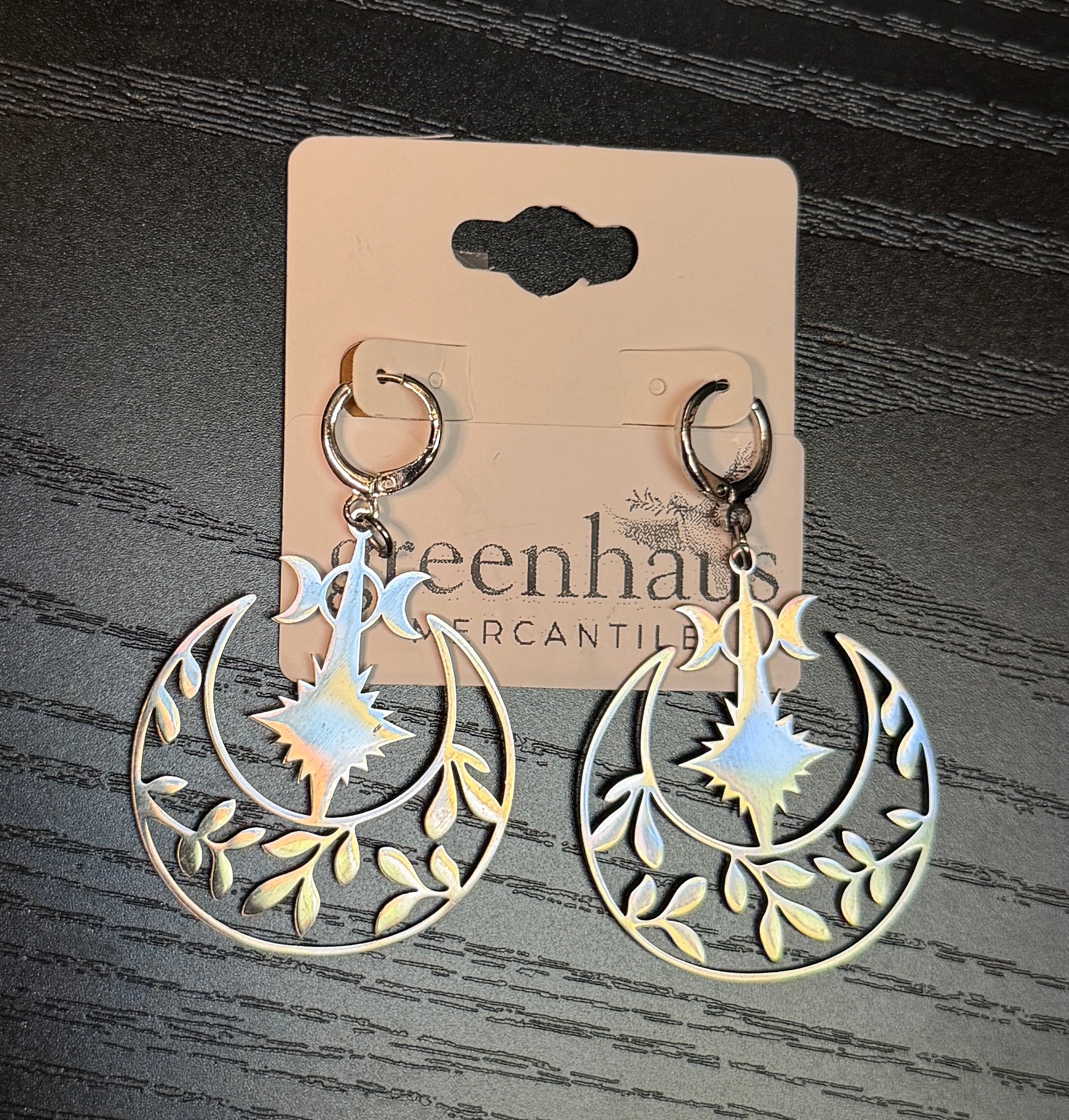 lunar arc hoop earrings - silver