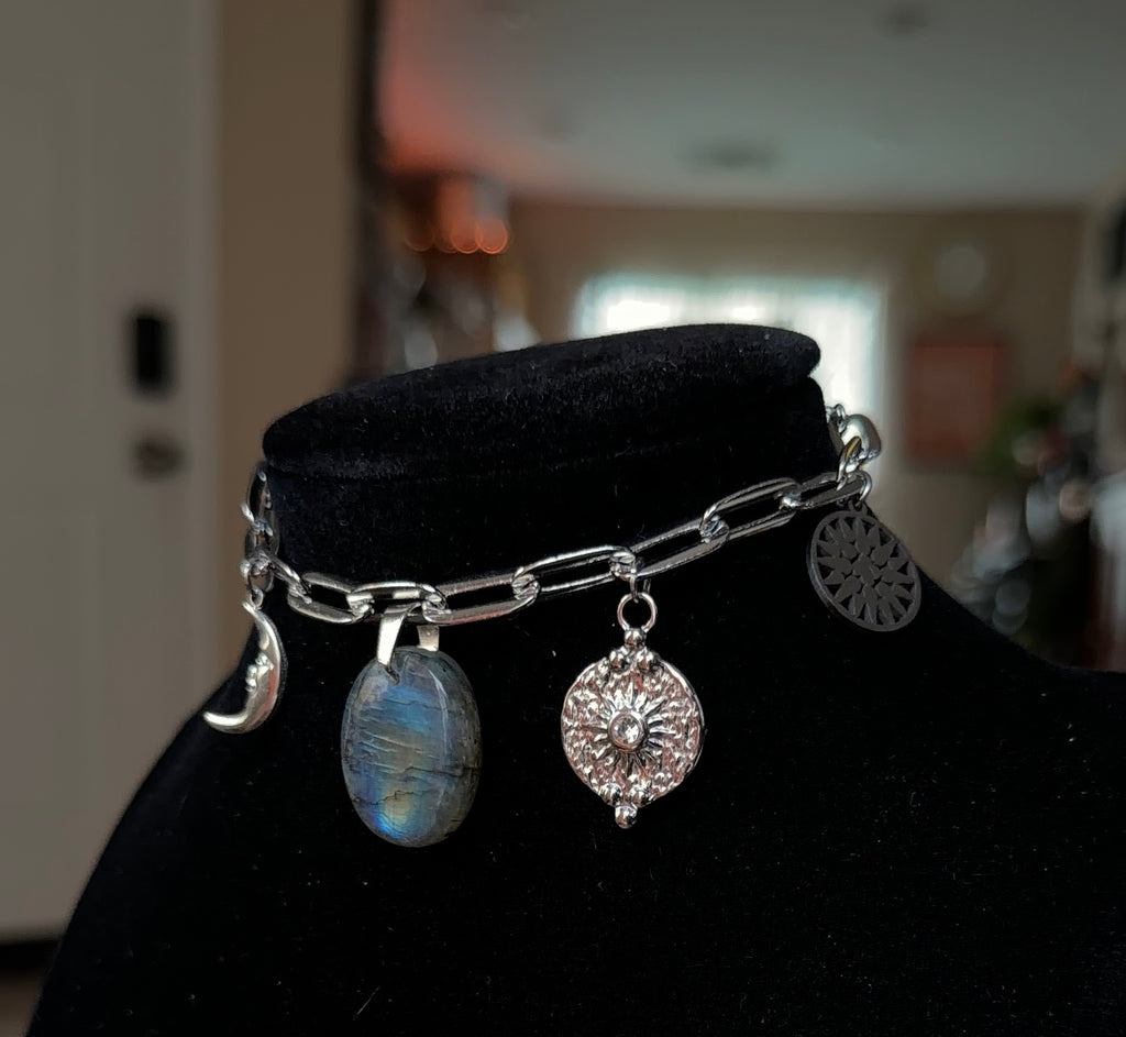 Labradorite Charm Bracelet - Silver