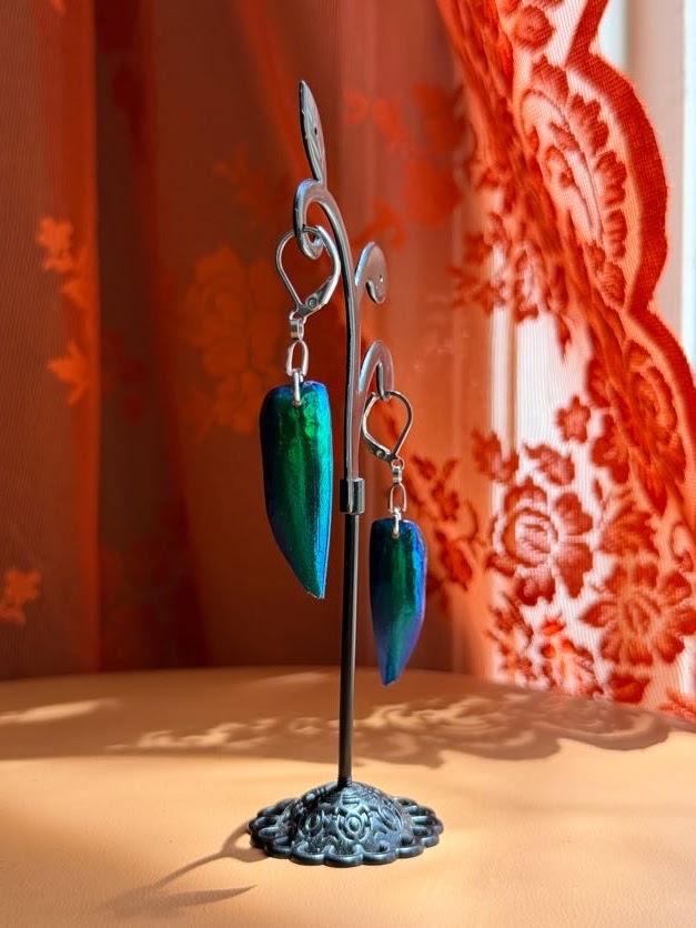 jewel beetle earwings - silver