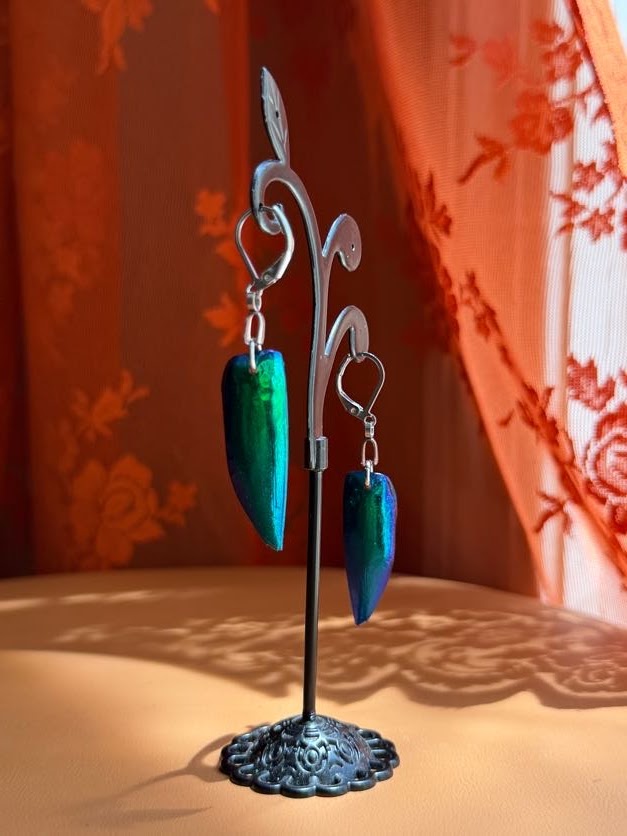 jewel beetle earwings - silver