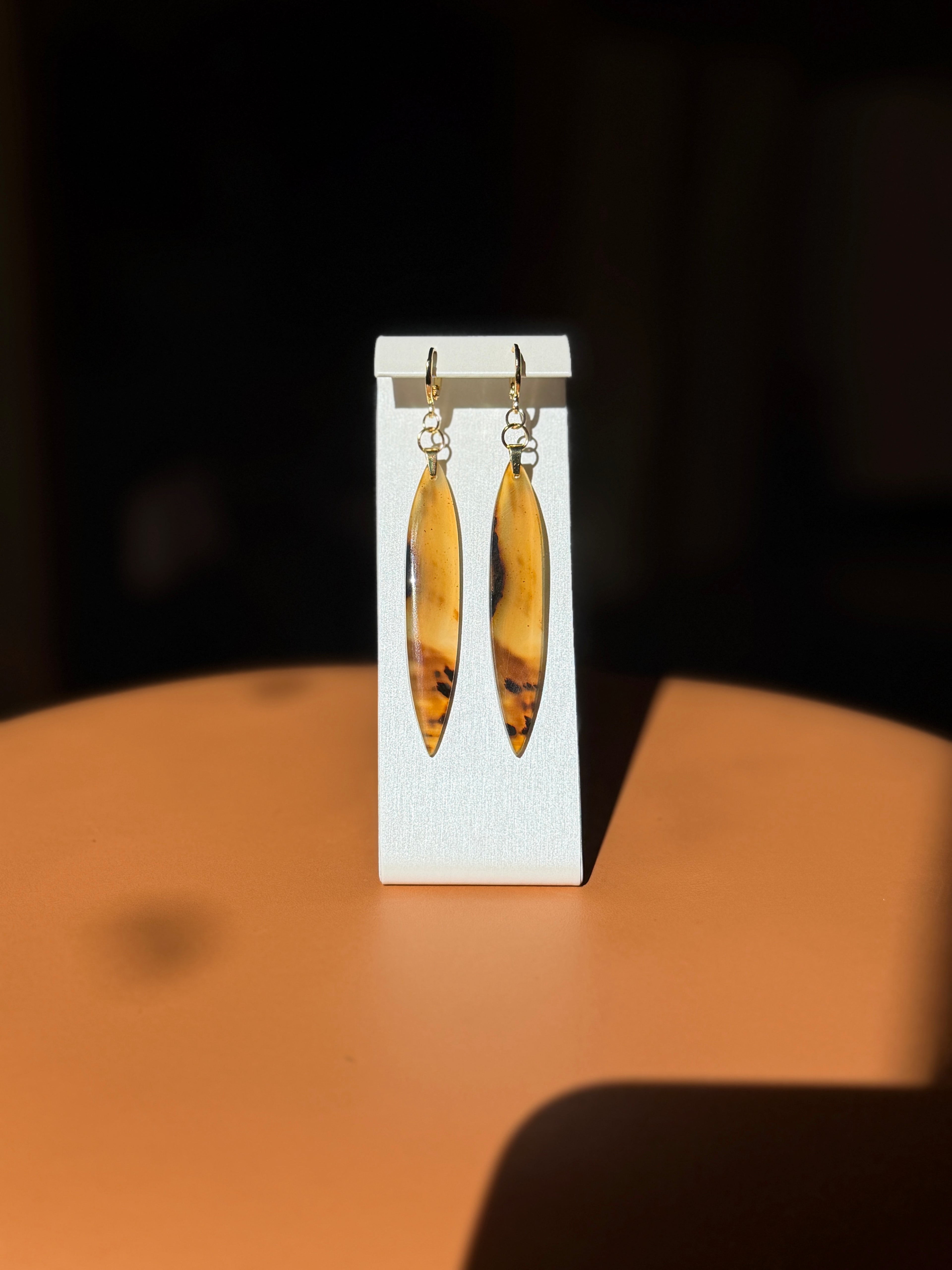 natural montana agate earrings - gold
