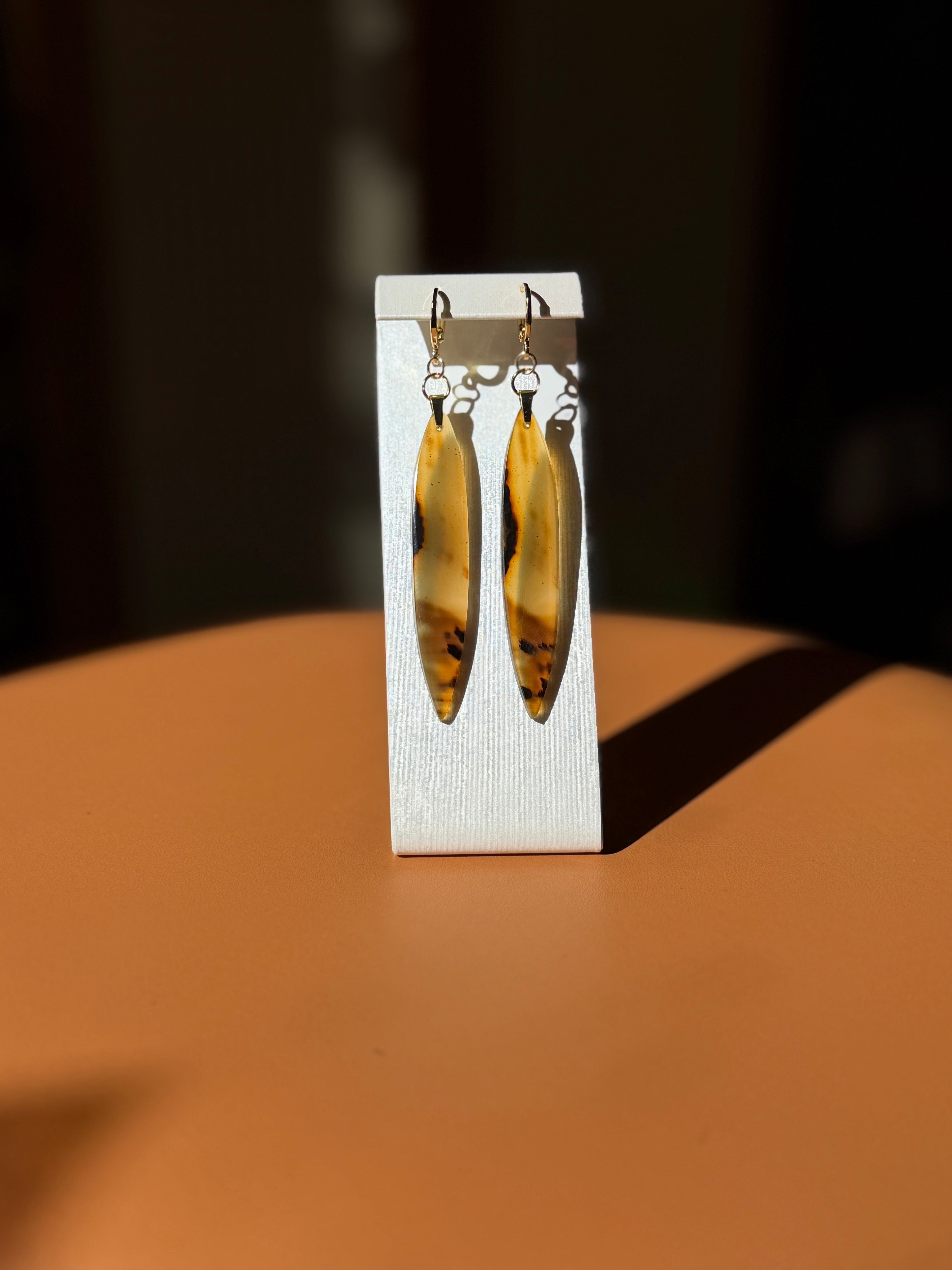 natural montana agate earrings - gold