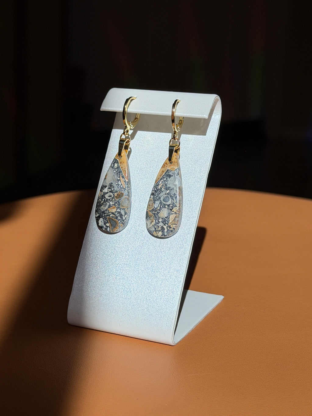 natural maligano jasper earrings - gold