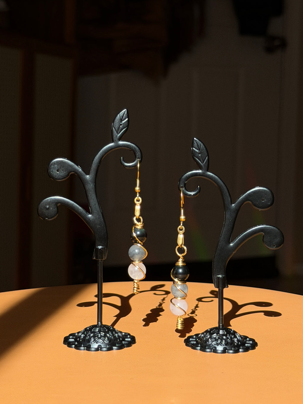hand-wrapped crystal earrings - gold
