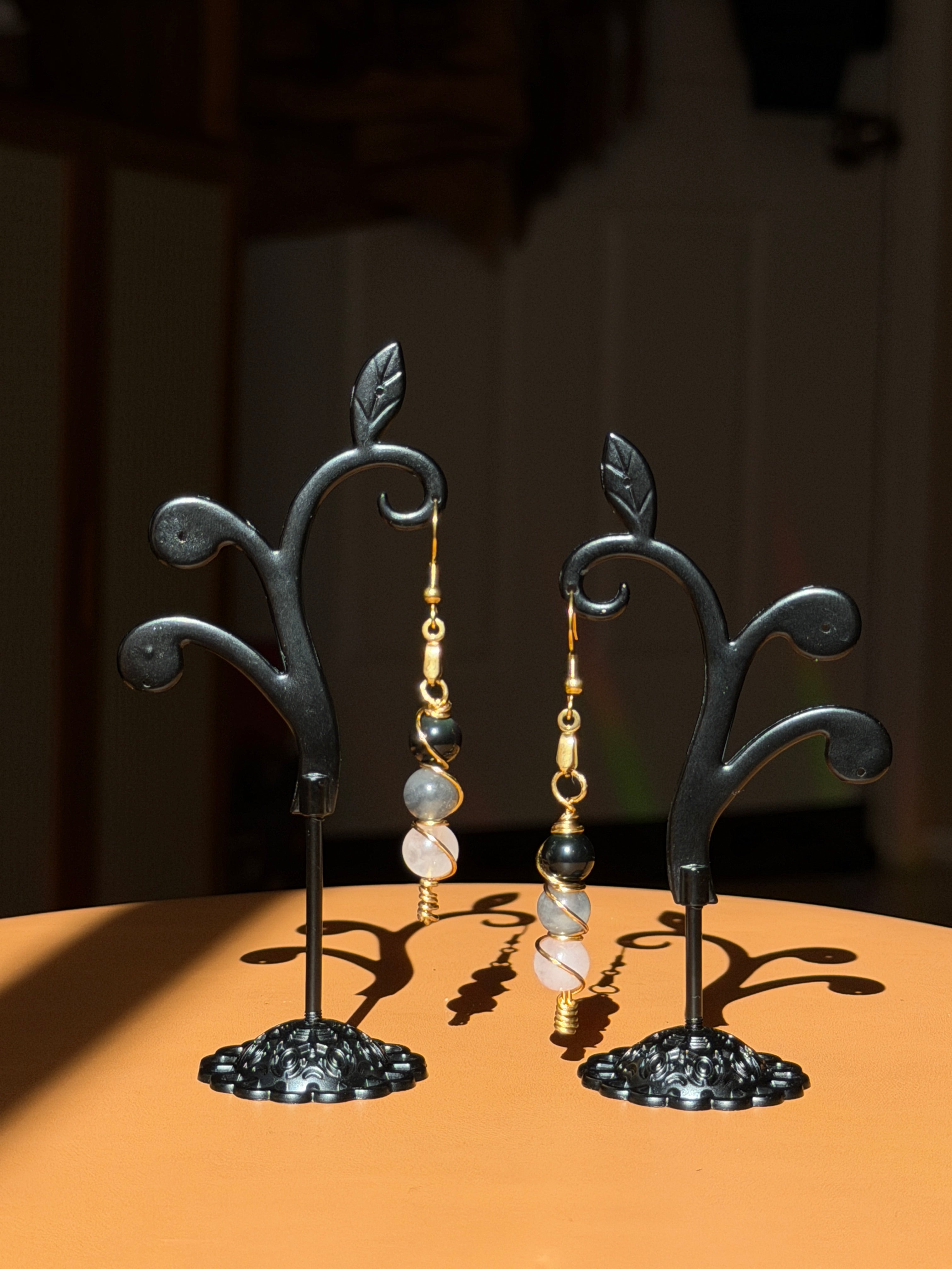 hand-wrapped crystal earrings - gold