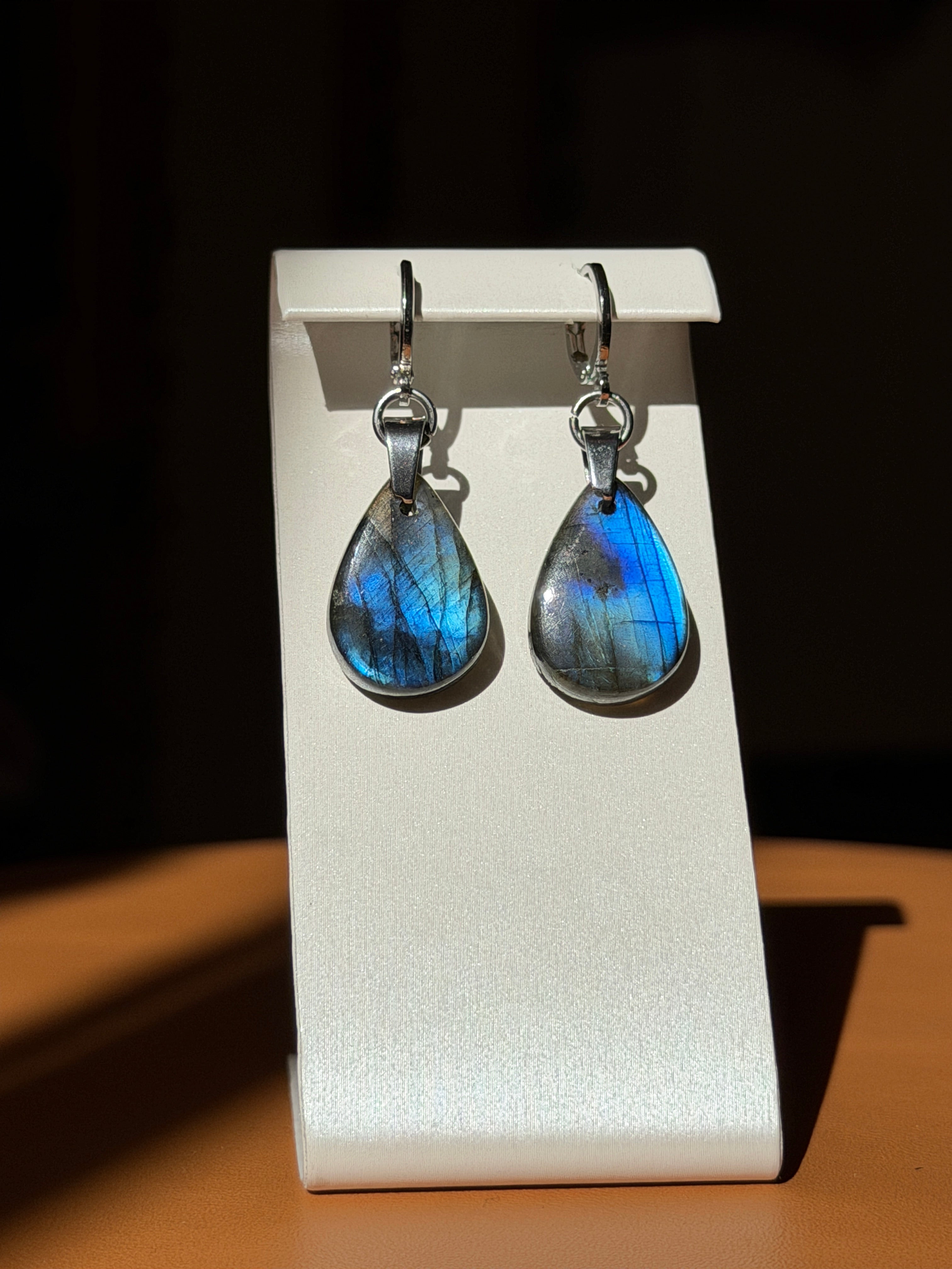 labradorite earrings - silver