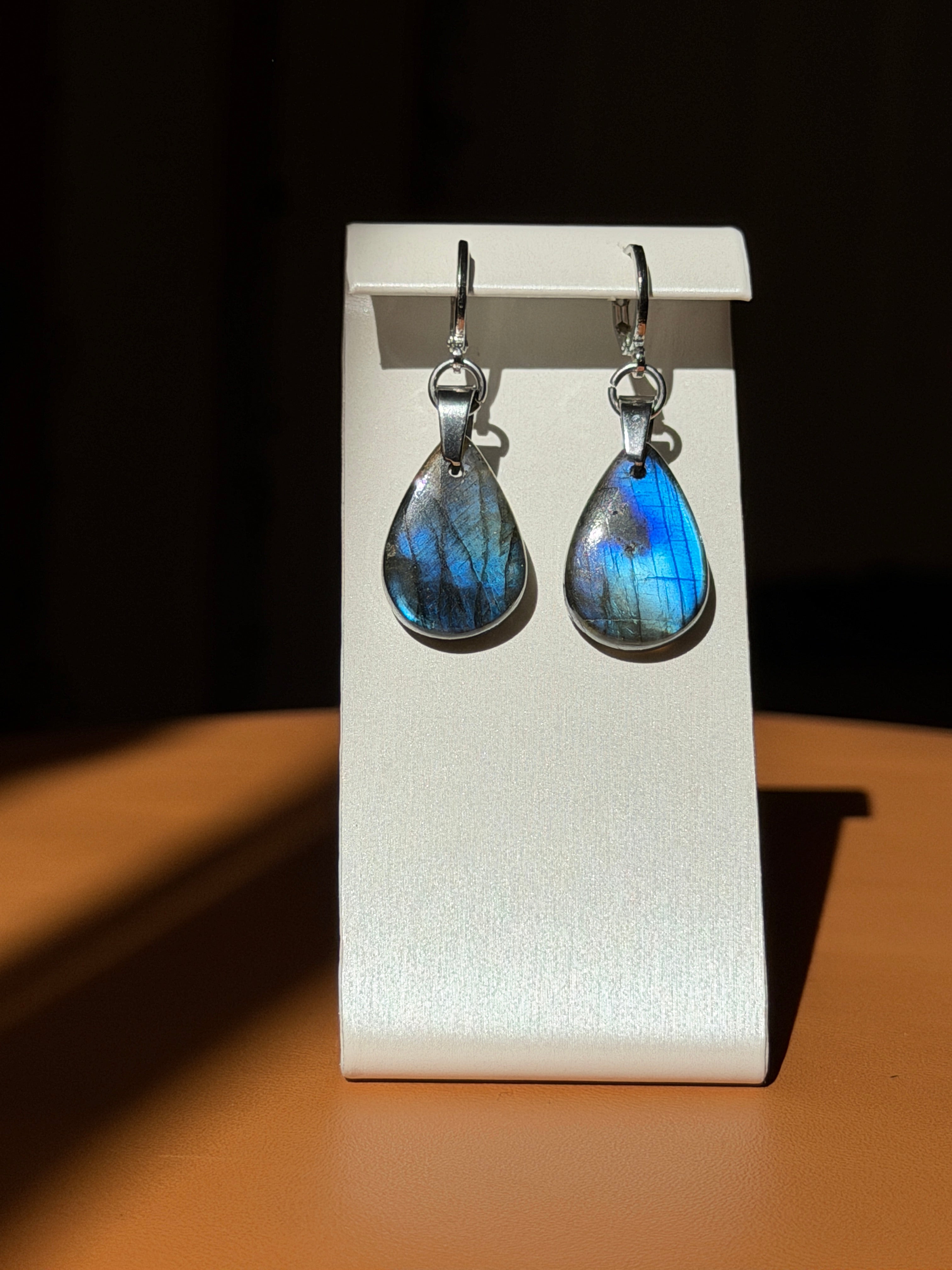 labradorite earrings - silver