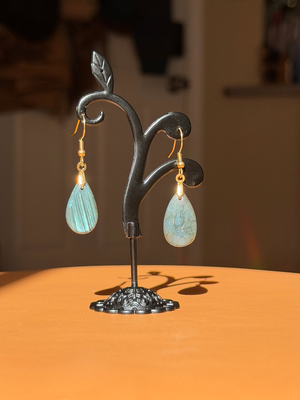labradorite earrings - gold