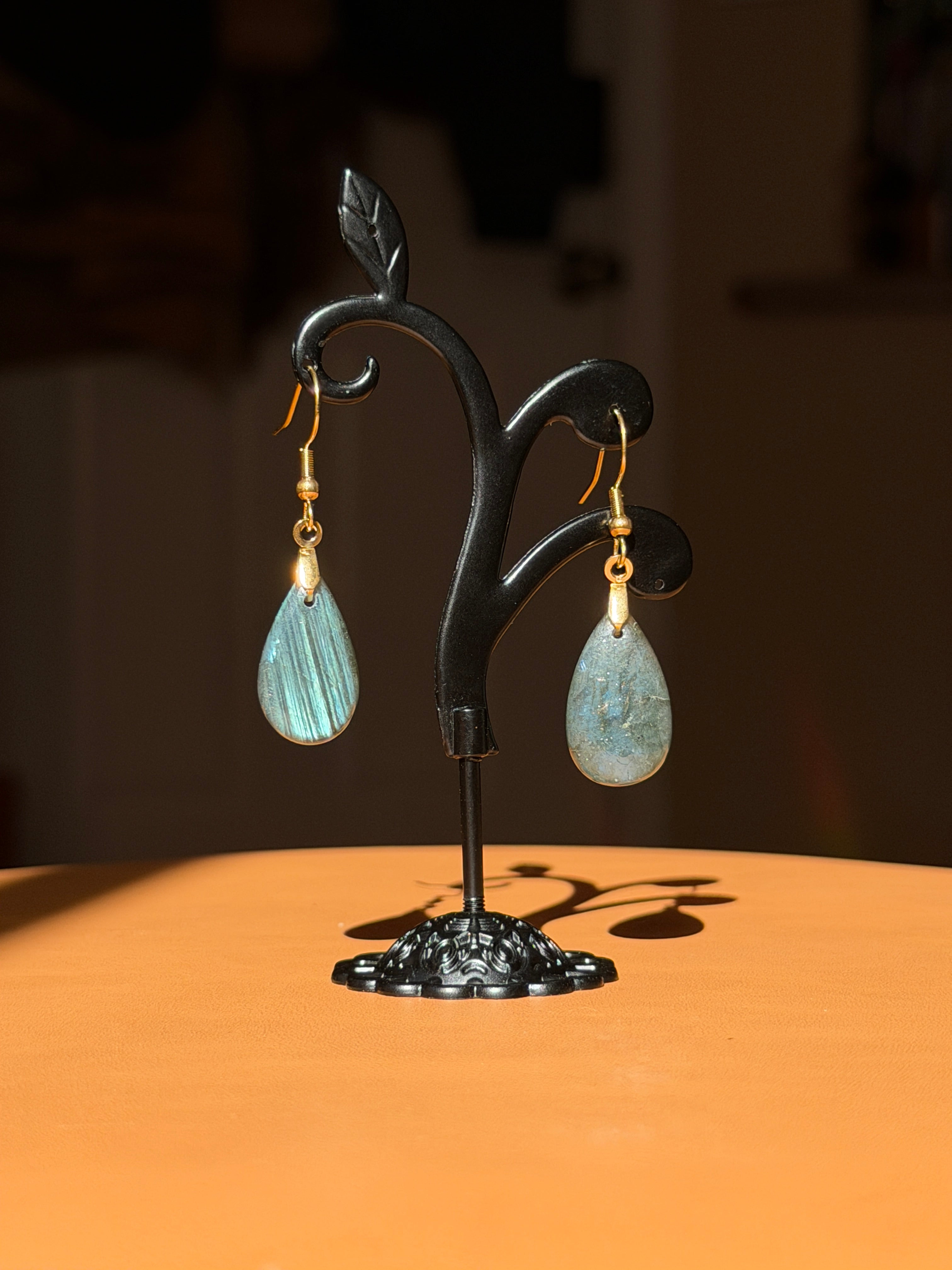labradorite earrings - gold