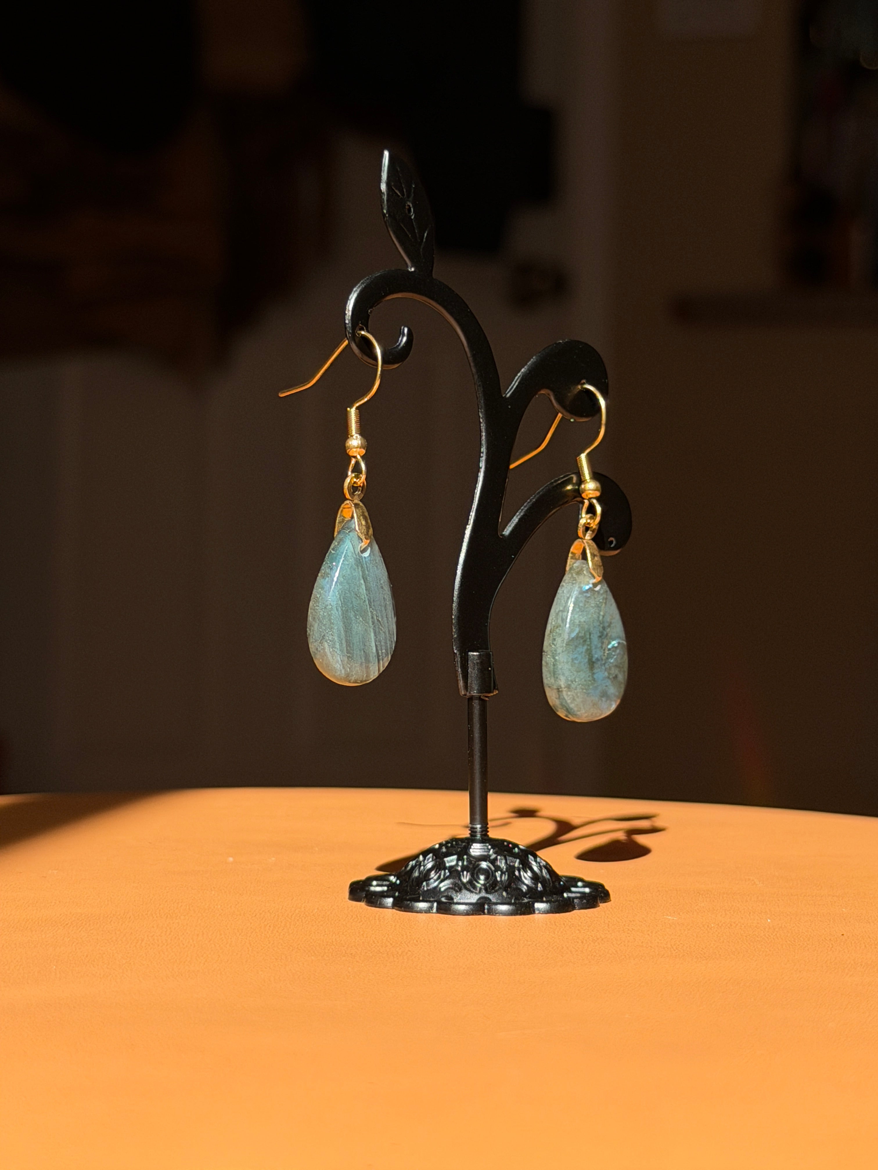 labradorite earrings - gold