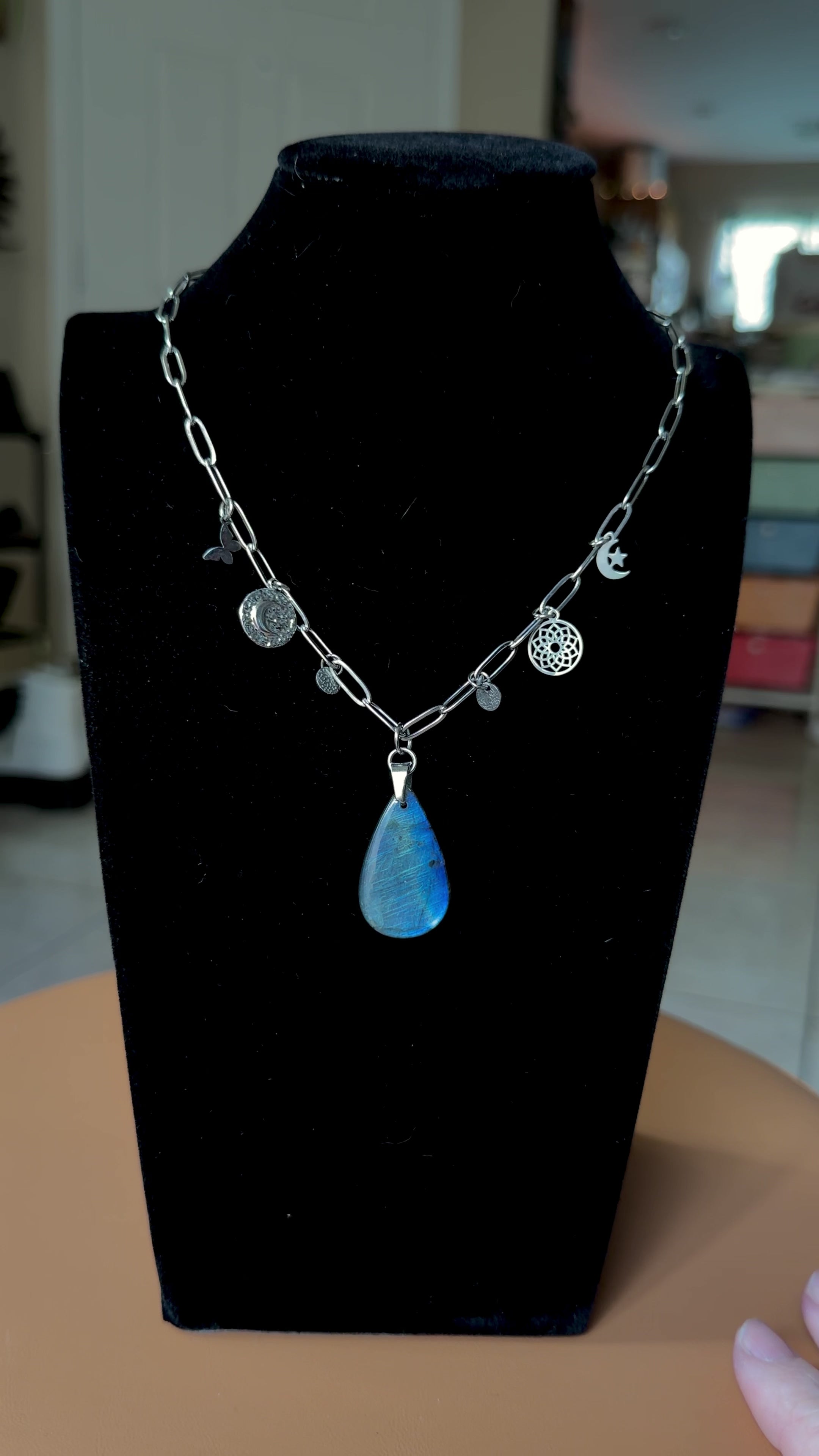 Labradorite Charm Necklace - Silver